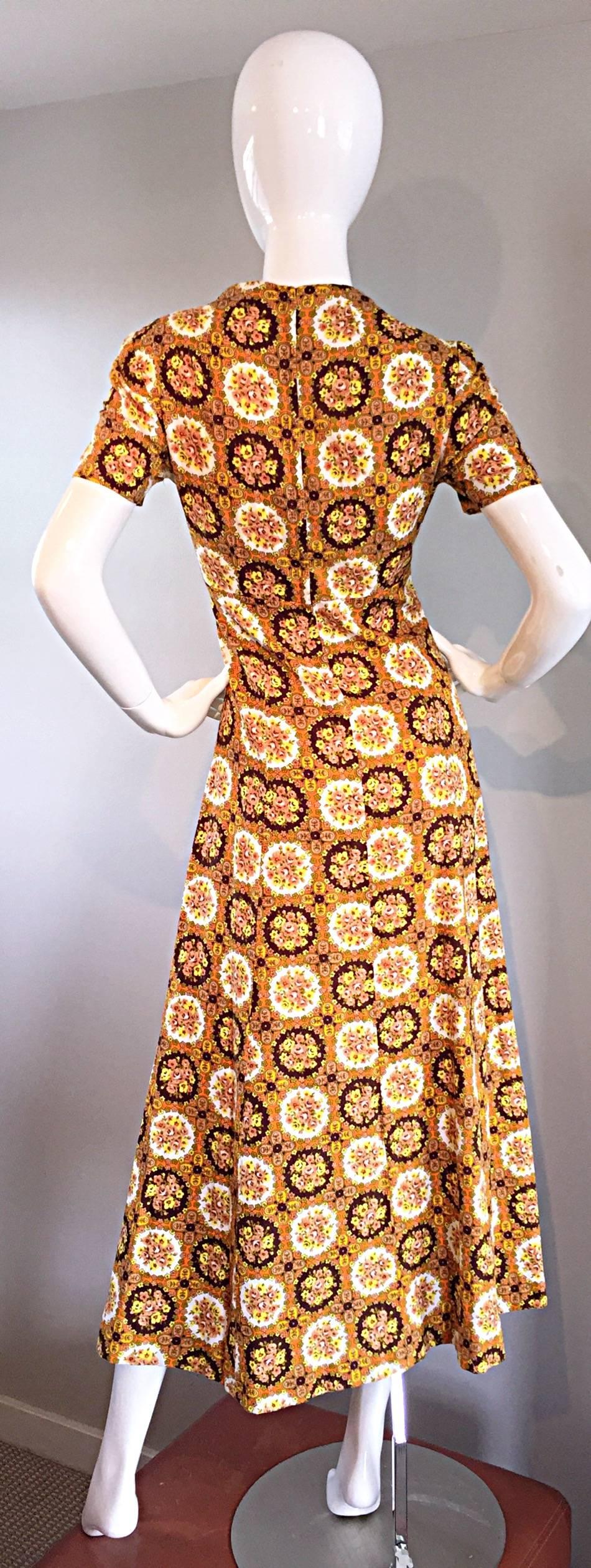 Vintage Joseph Magnin 1970s Boho Cotton Flower 70s Bohemian Ethnic Midi Dress 2