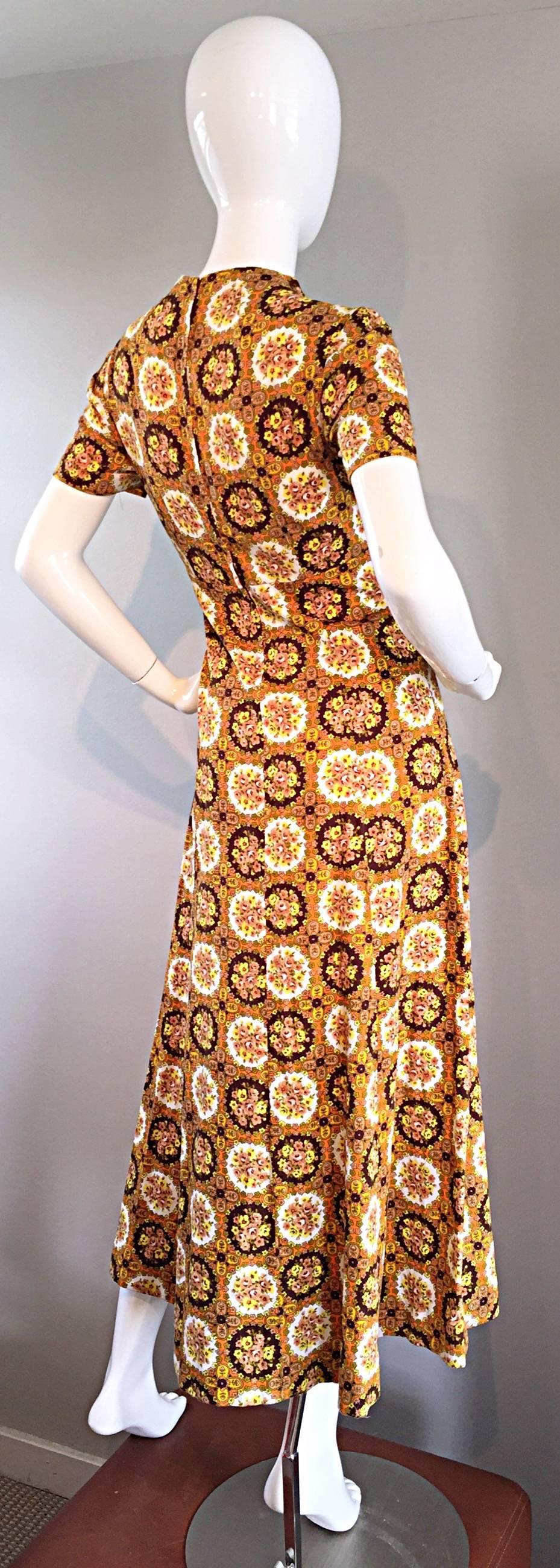 Vintage Joseph Magnin 1970s Boho Cotton Flower 70s Bohemian Ethnic Midi Dress 3