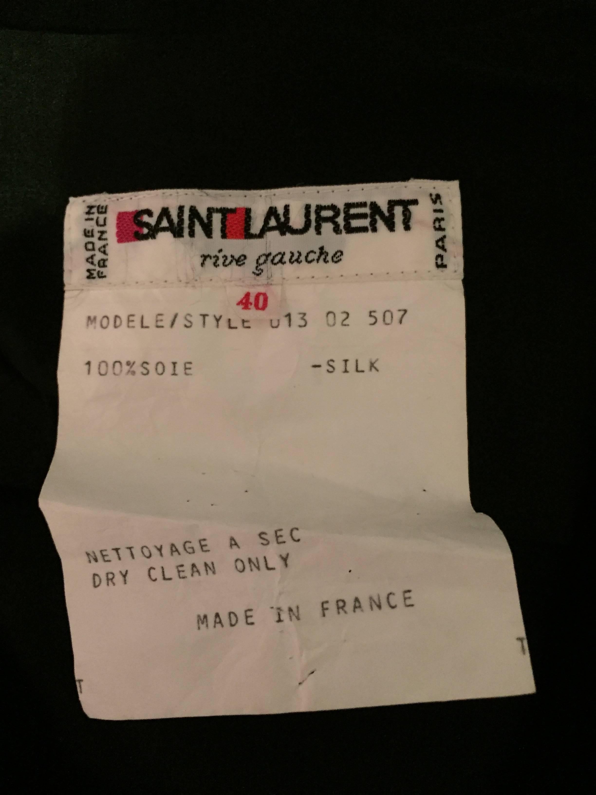 Vintage Yves Saint Laurent ' Rive Gauche ' Black Silk Russian Collection Dress  For Sale 3