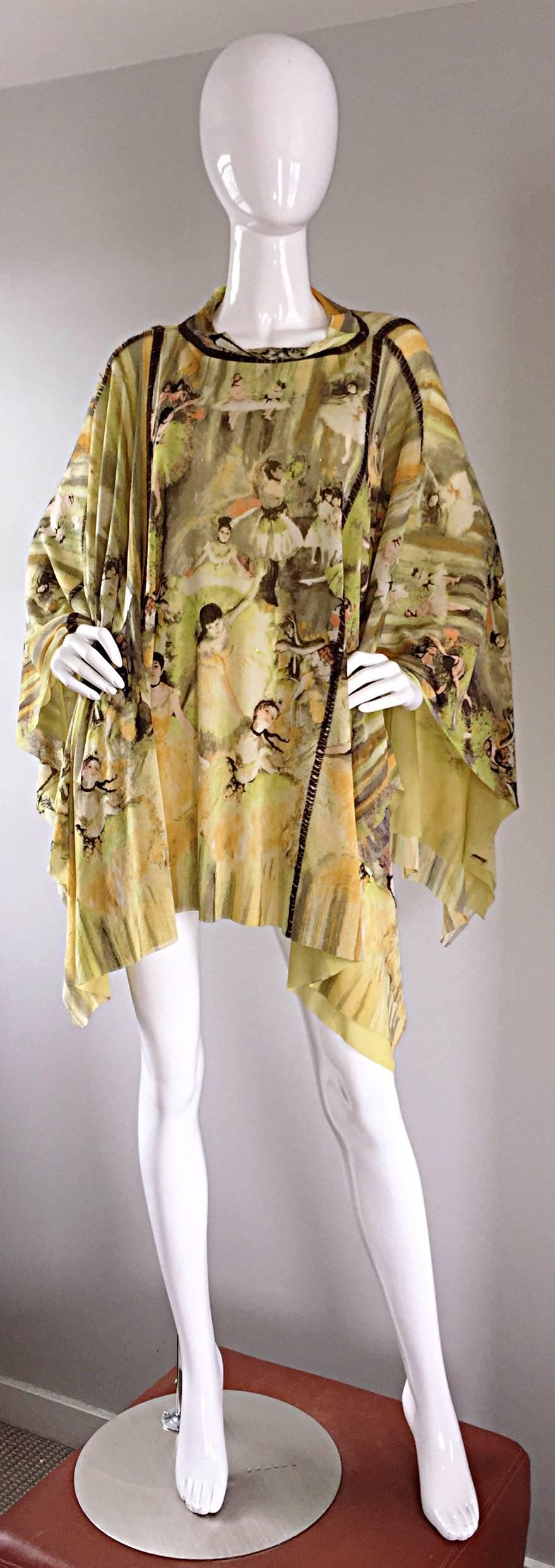 Amazing, and extremely rare vintage JEAN PAUL GAULTIER 'Ballerina' print poncho! Layers and layers of signature Gaultier fabric, that looks amazing on! Can also be worn as a skirt, or dress (see photos). A collectible piece of fashion history, that
