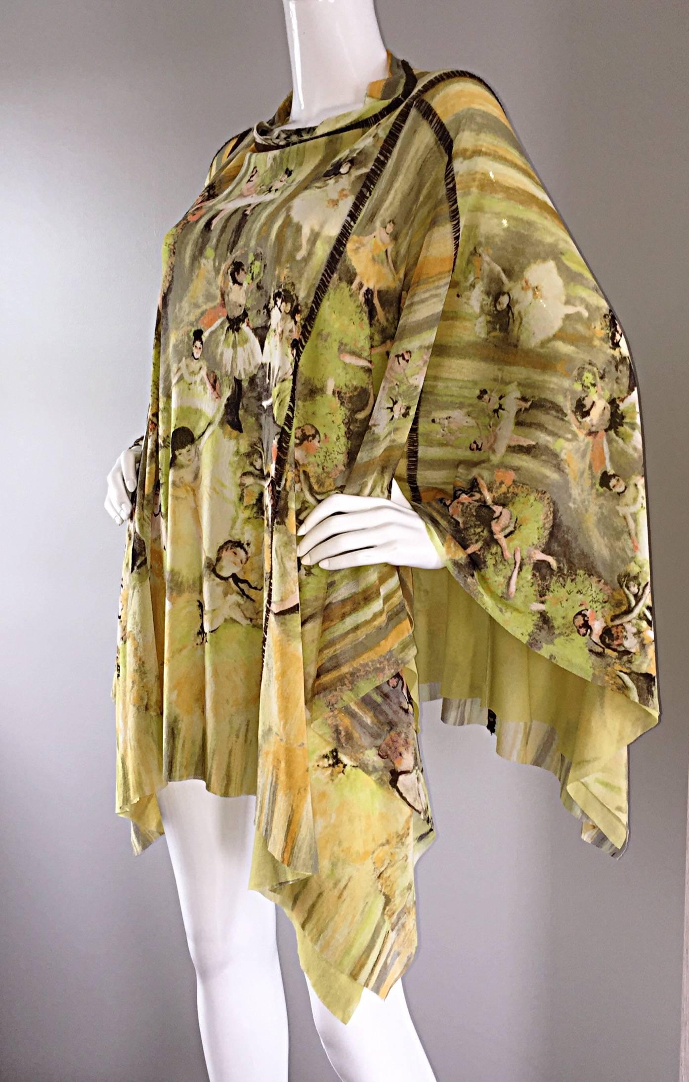 Rare Vintage Jean Paul Gaultier ' Ballerina ' Print Poncho Cape 1990s 90s Jacket In Excellent Condition In San Diego, CA