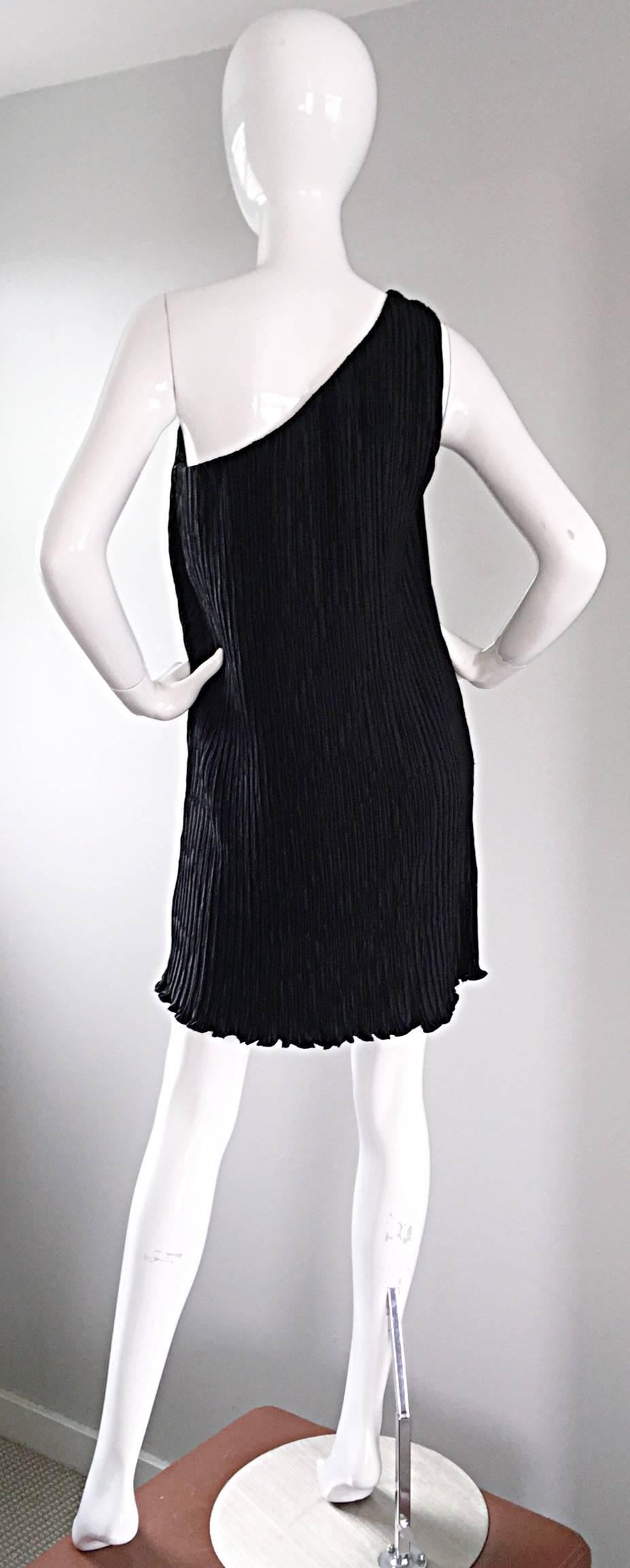 Mary McFadden Vintage One - Shoulder Fortuny Pleated Black Grecian Dress 1