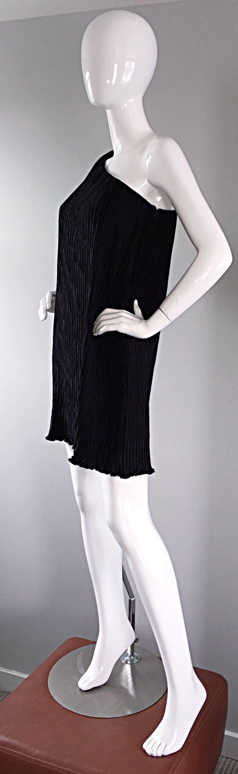 Mary McFadden Vintage One - Shoulder Fortuny Pleated Black Grecian Dress 3