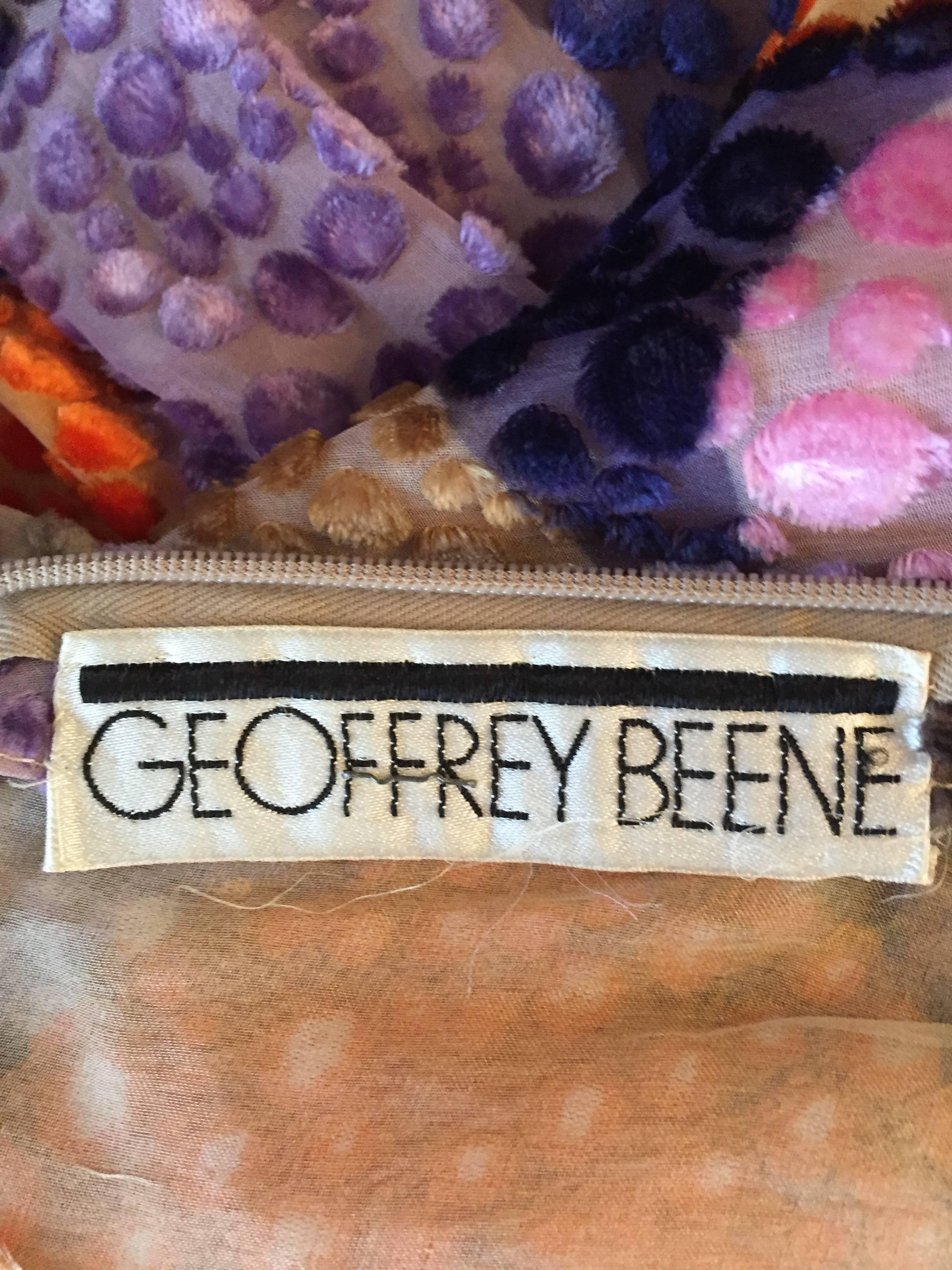 Sensational Vintage Geoffrey Beene 1970s Silk Burnt - Out Velvet 70s Dress 3