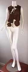 Rare Vintage Claude Montana 90s Calf Pony Hair Leather Suede Brown + White Vest