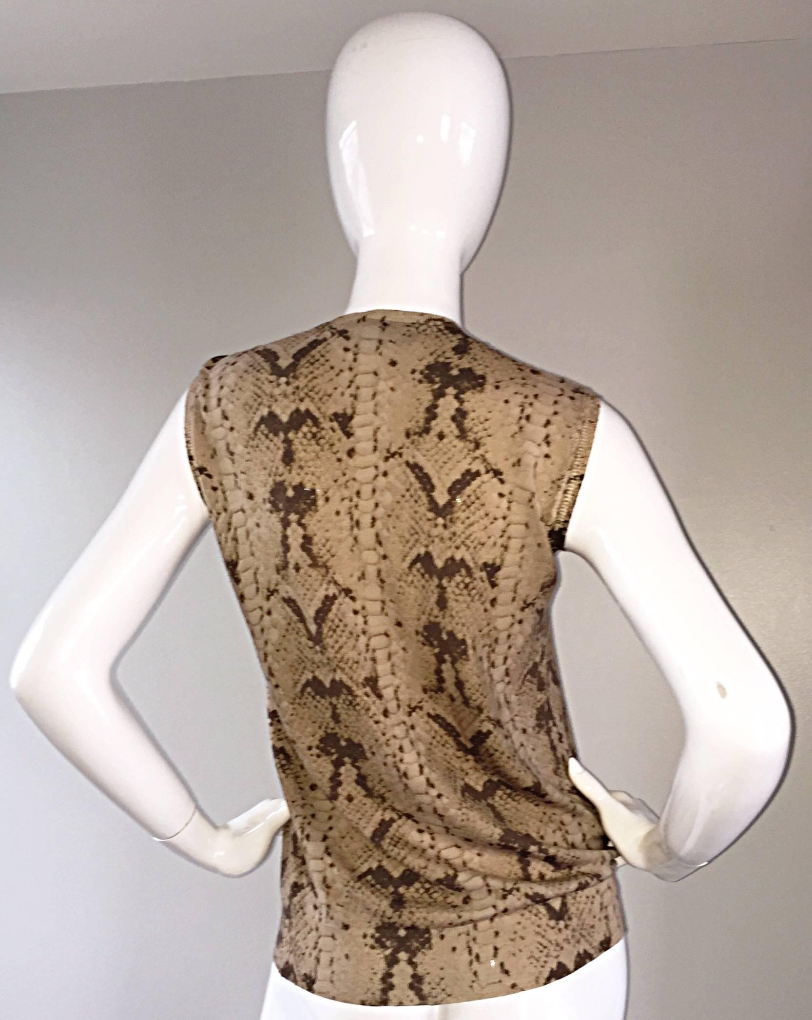 Women's Tom Ford For Yves Saint Laurent Reptile Snake Print Lightweight Wool Top / Vest For Sale