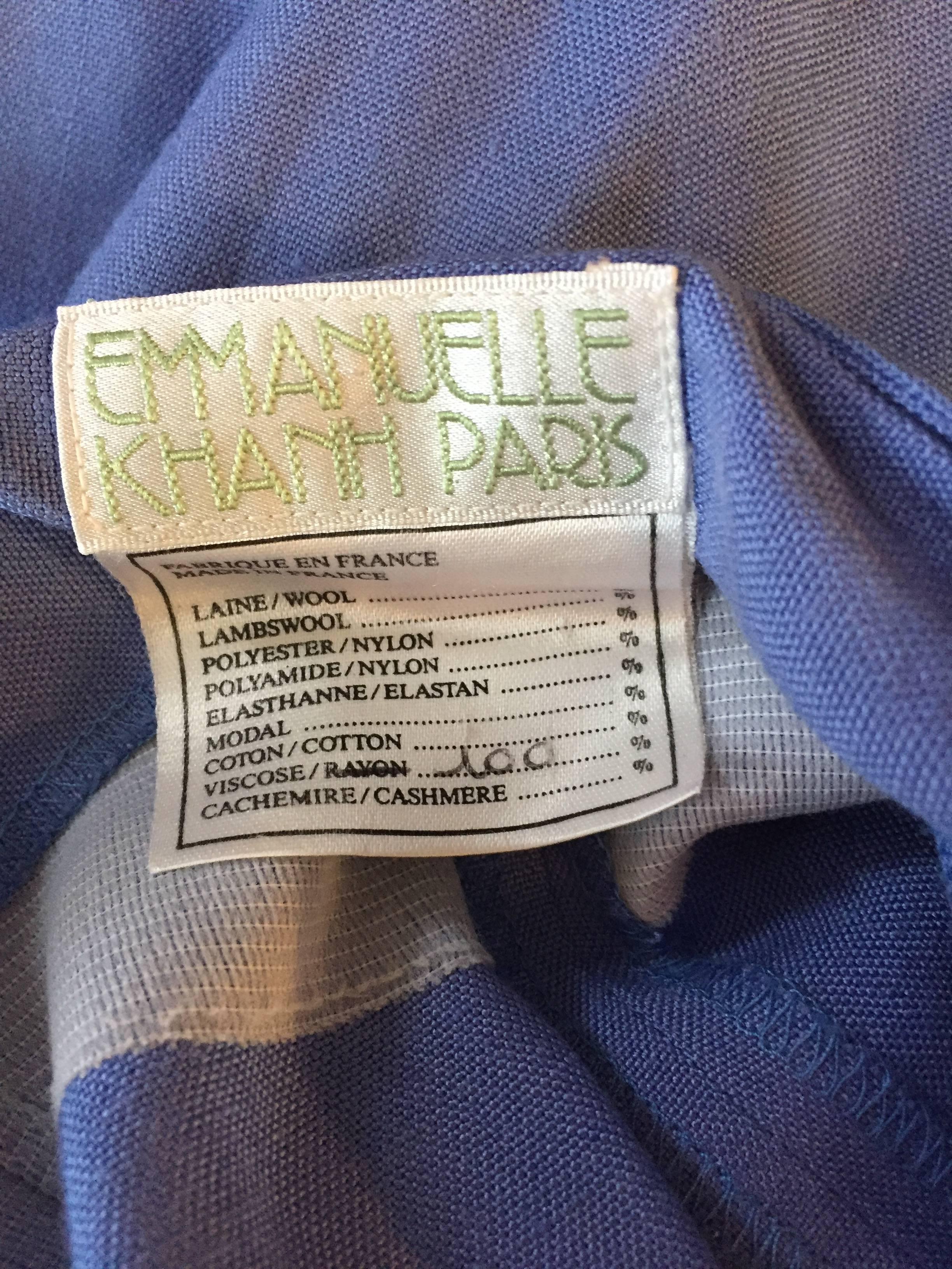 1980er Emanuelle Khanh Vintage hoch gewaschene Periwinkle-Shorts in Blau, hergestellt in Frankreich im Angebot 4