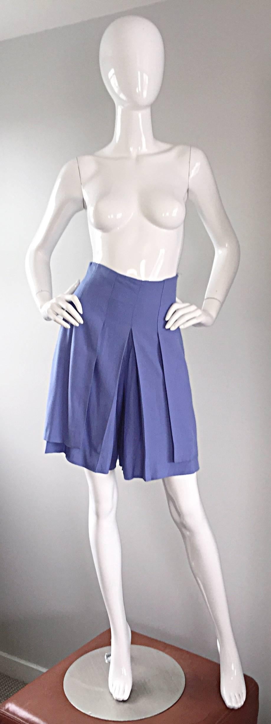 Women's 1980s Emanuelle Khanh Vintage High Wasited Periwinkle Blue Shorts Made in France For Sale