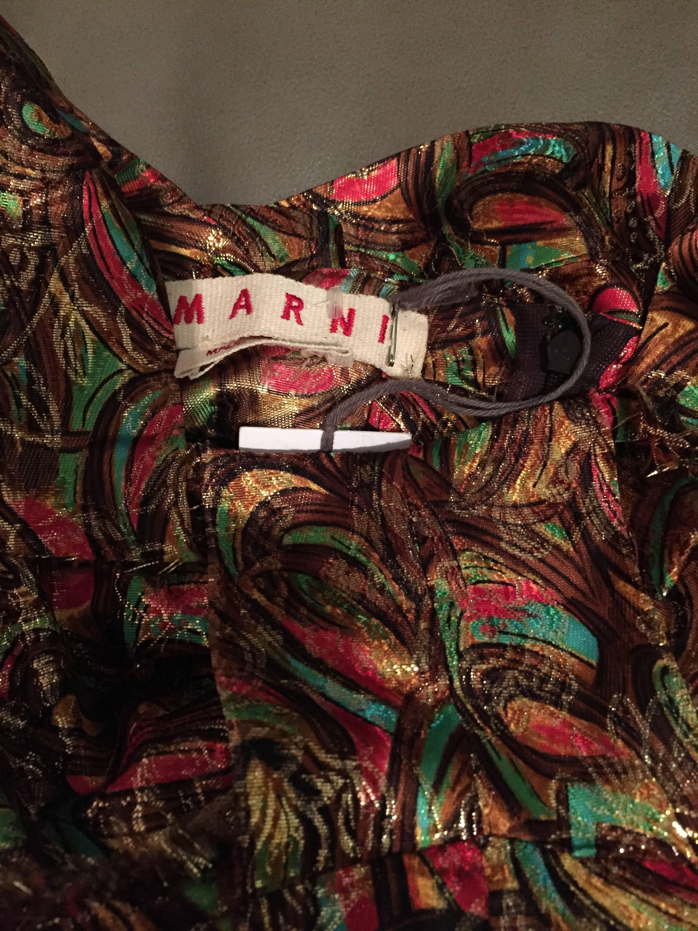 NWT Marni Colorful Silk Metallic A - Line Trapeze Sleeveless Mosaic Blouse Top  For Sale 2