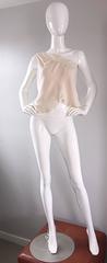 Vintage Girogio Armani 1990s Ivory One Shoulder 90s Silk Cropped Blouse / Top