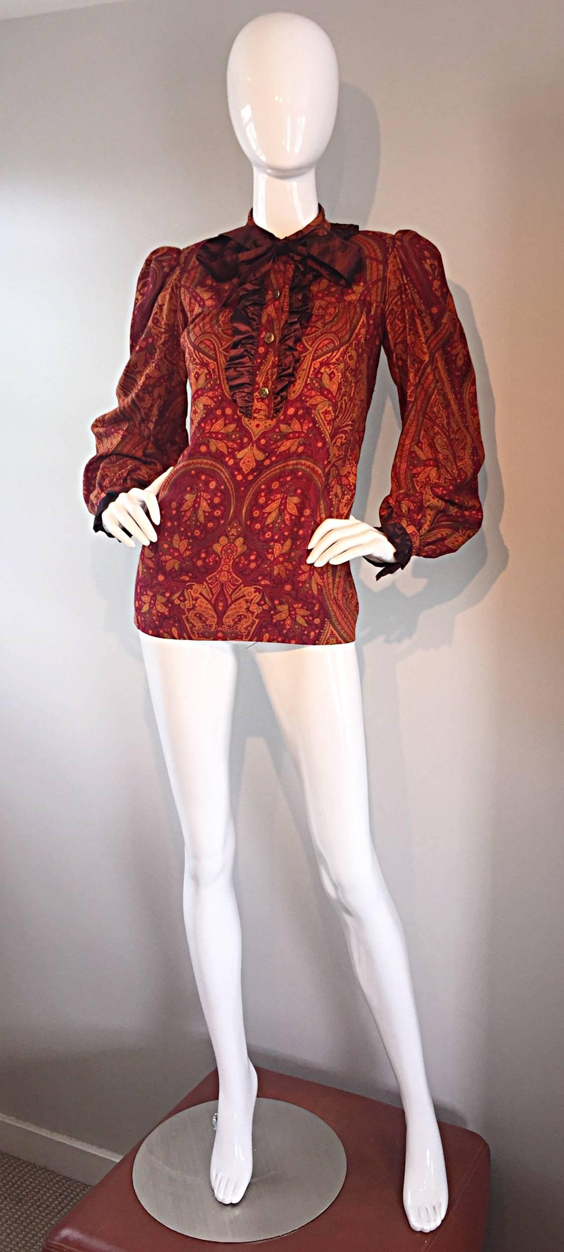 Amazing vintage YVES SAINT LAURENT 'Rive Gauche' blouse from the famed 1976 