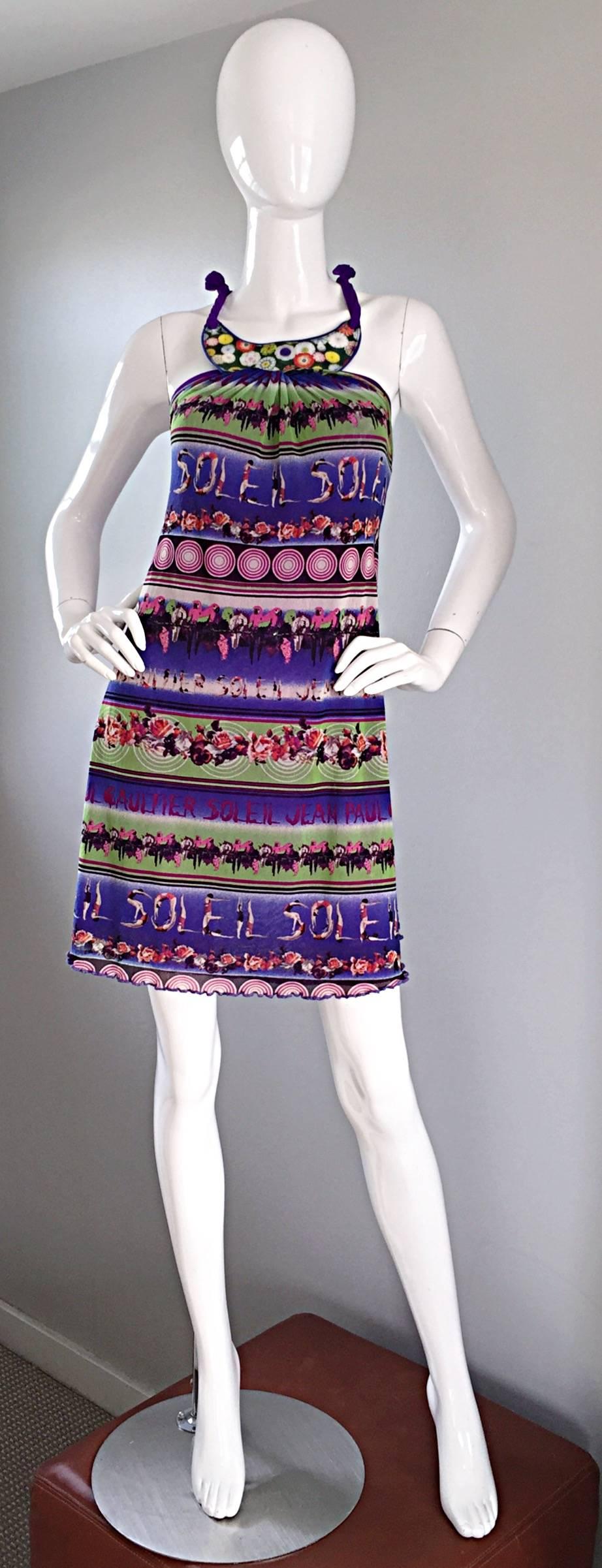Rare and amazing 1990s / 90s JEAN PAUL GAULTIER A - Line / trapeze dress! Features divers printed throughout, spelling out, 