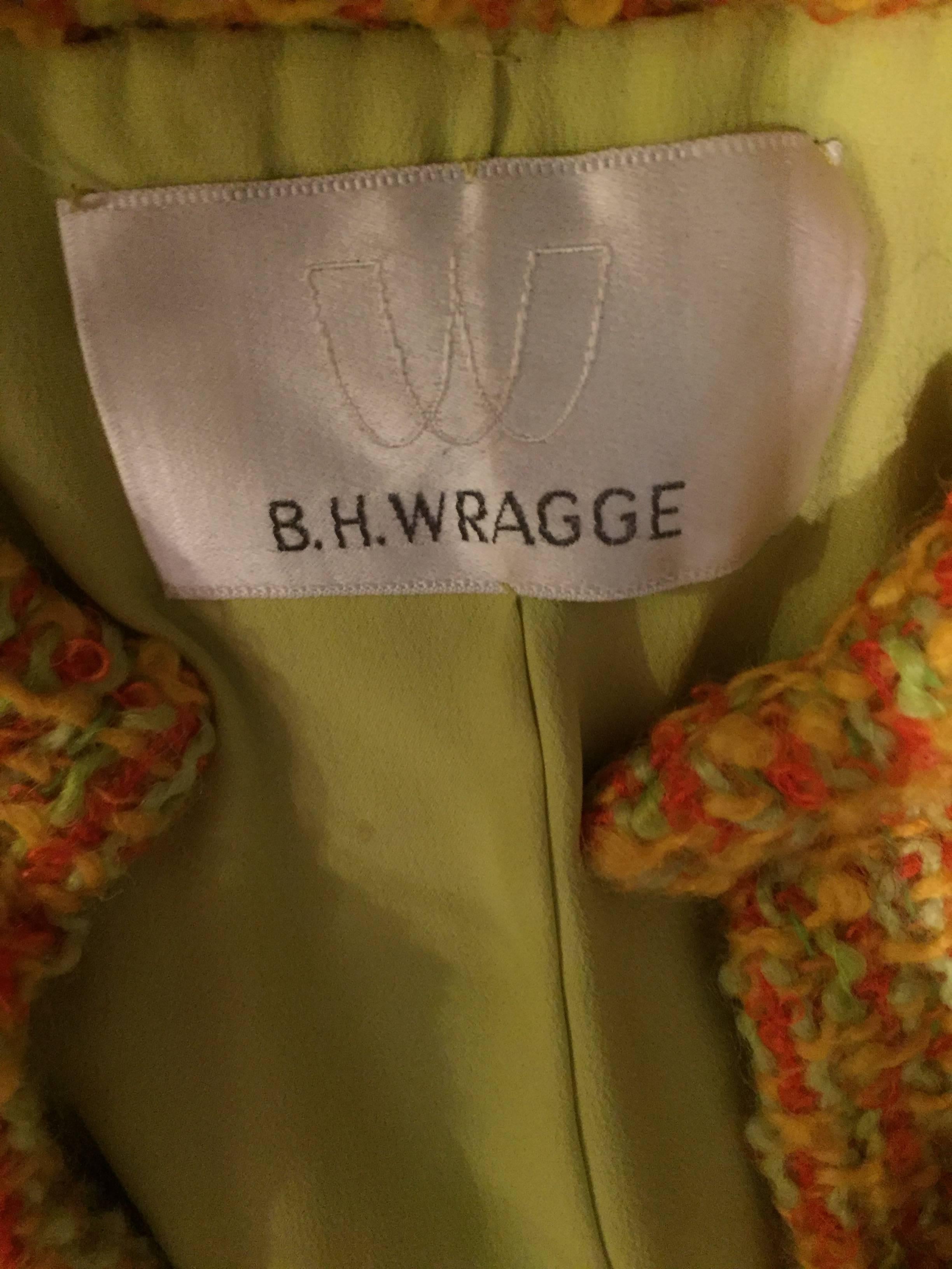 1960s B.H Wragge Burnt Orange Boucle Mod Short Sleeve Vintage 60s Retro Jacket For Sale 2