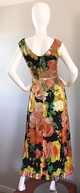 Amazing 1970s Colorful Chiffon Metallic Floral Ruffled Boho Vintage ...
