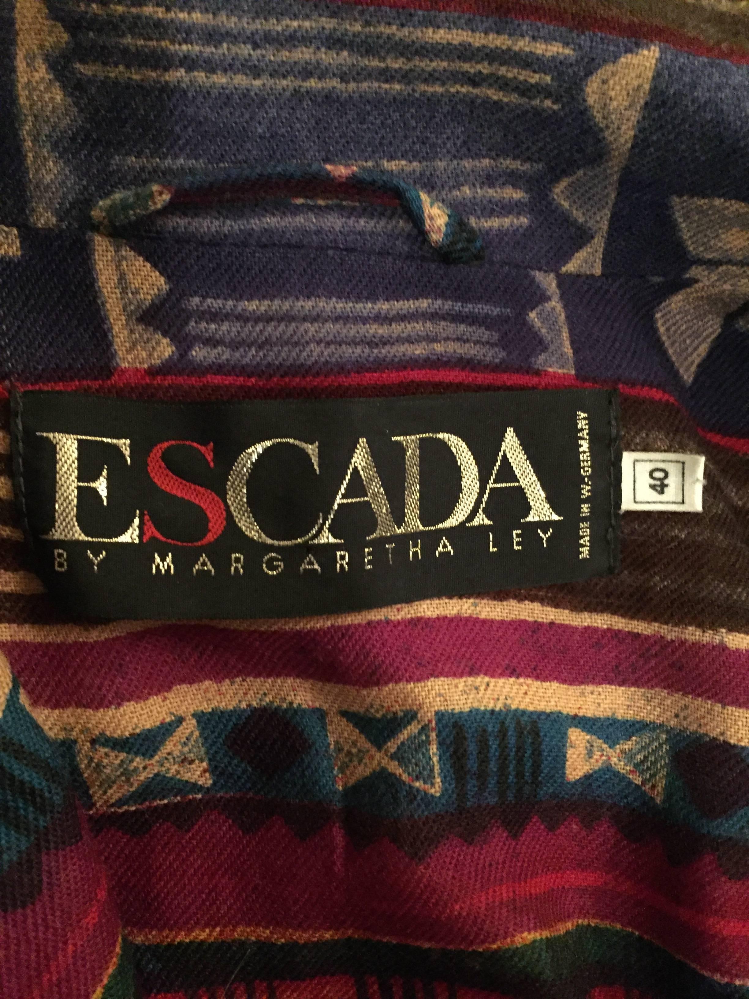 Exceptional Vintage Escada by Margaretha Ley Tribal Print Velvet Opera Coat  5