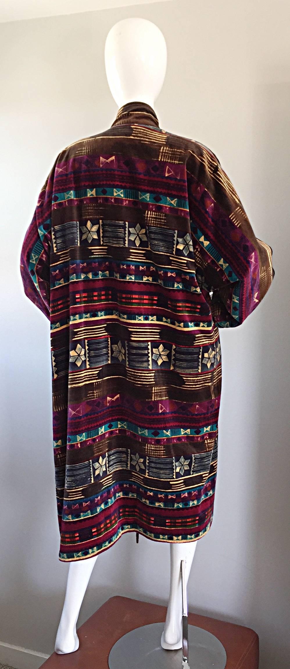 Exceptional Vintage Escada by Margaretha Ley Tribal Print Velvet Opera Coat  3