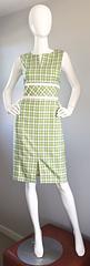 Oscar de La Renta Size 6 / 8 Saks 5th Ave Green + White Checkered Plaid Dress
