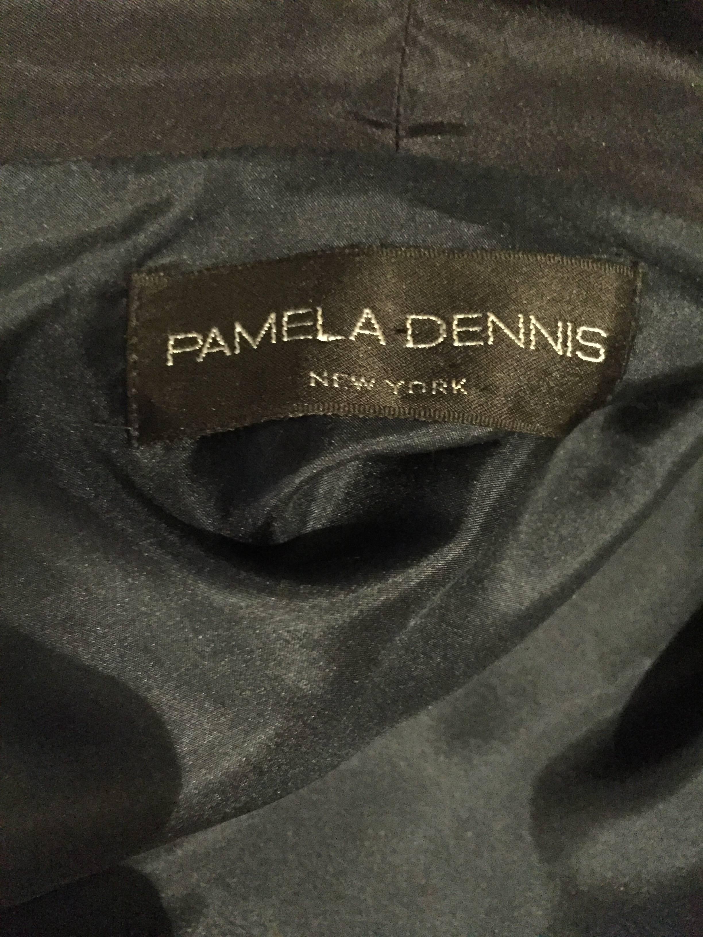 Dramatic Vintage Pamela Dennis Couture Navy Blue Silk Opera Coat Evening Jacket 3