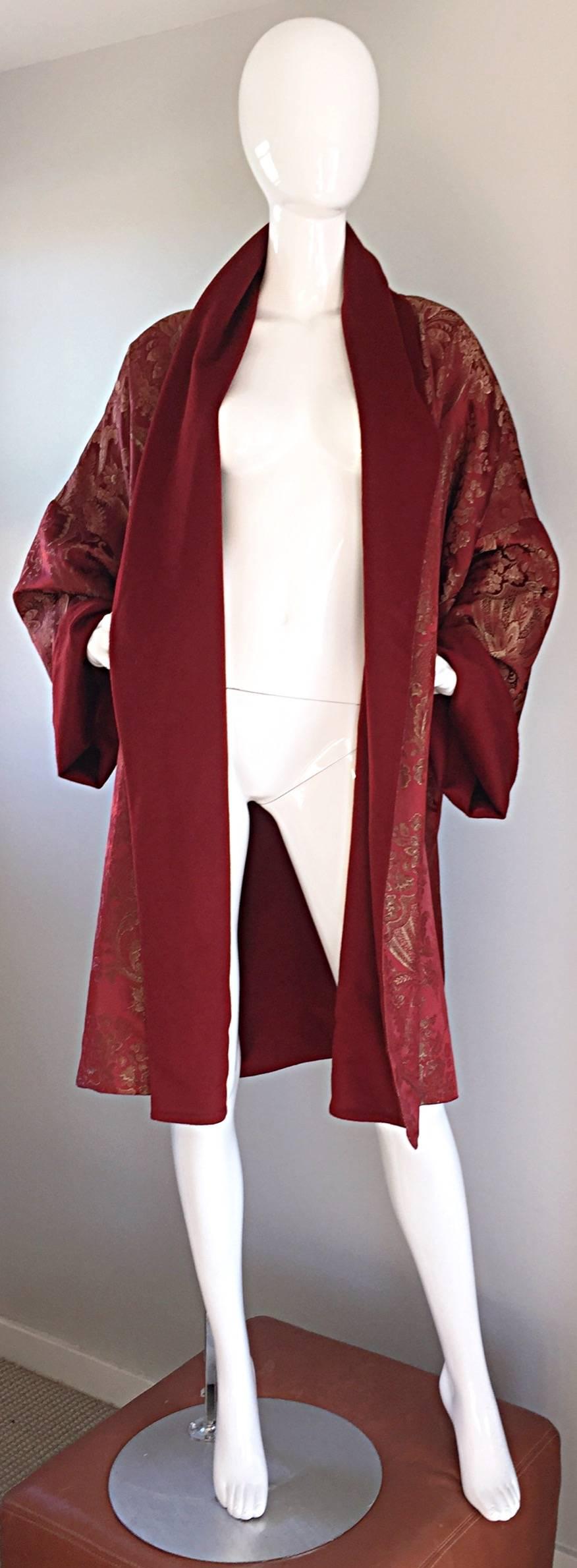 Women's Incredibly Rare Vintage Romeo Gigli Reversible Wine Burgundy Opera Coat Jacket