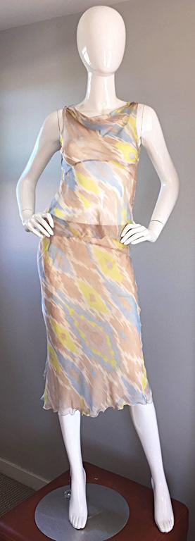 Alberta Ferretti 90s ' Ikat ' Print Silk Chiffon Semi Sheer Vintage ...