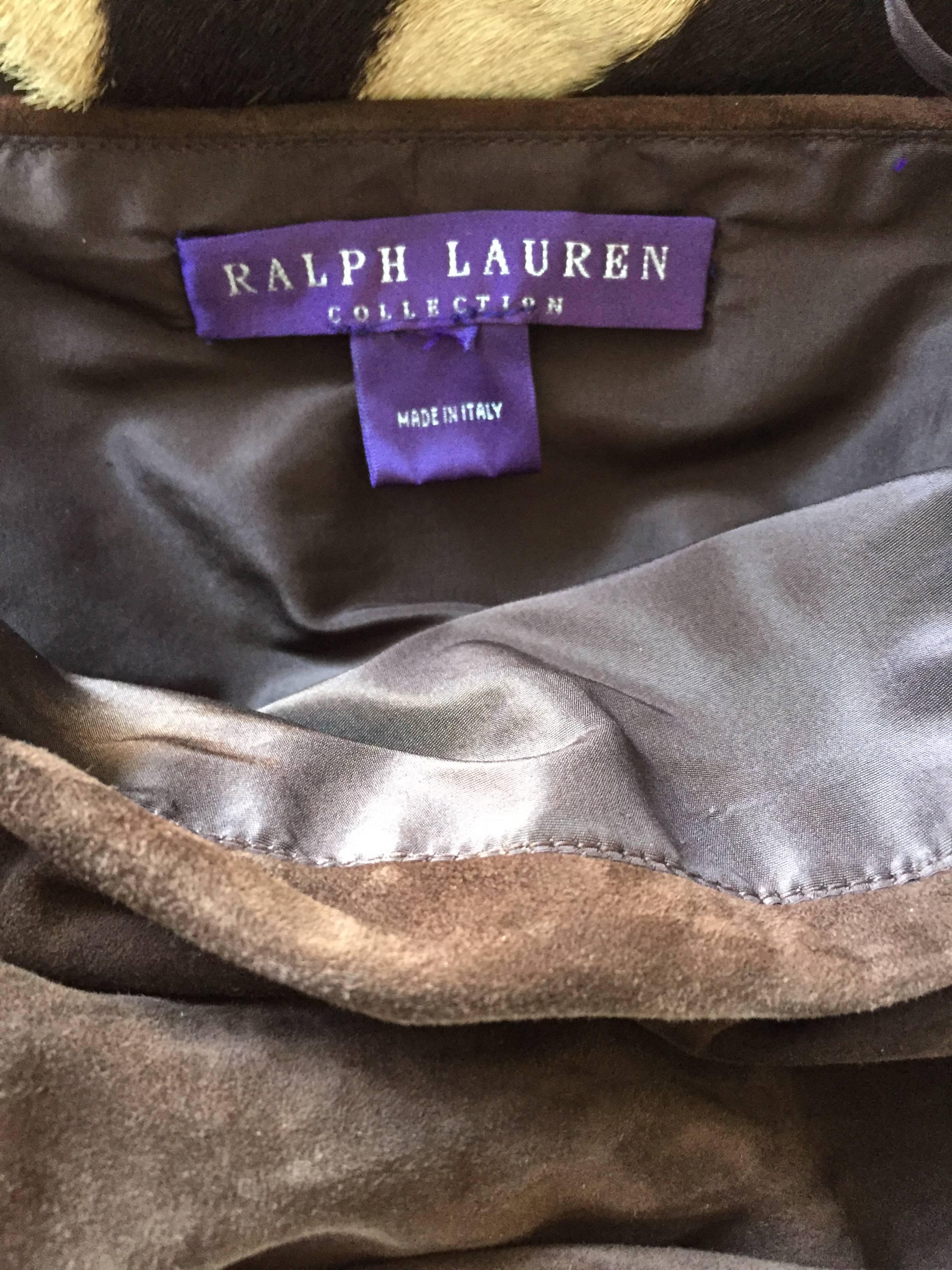 1990s Ralph Lauren Collection Brown Leather Suede Bustier / Vintage Corset Top 1