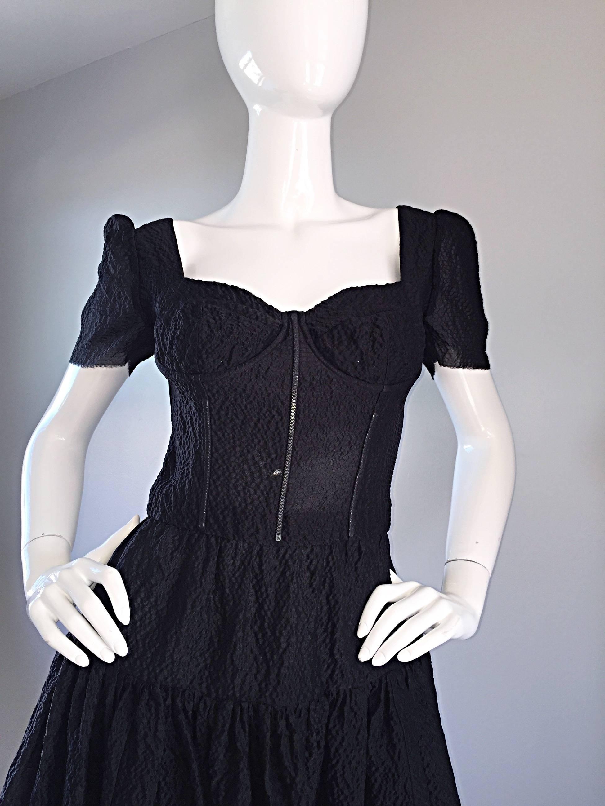 Stunning Dolce & Gabbana Black Silk Sequin Bustier Dress From Spanish Collection 1