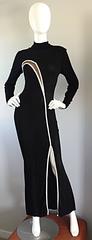 Sexy Vintage Bob Mackie Black Silk Jersey ' Nude Illusion ' Beaded Dress / Gown