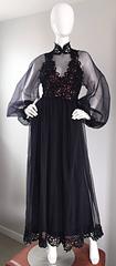 Fabulous Vintage Werle of Beverly Hills Demi Couture Black Crochet Dress / Gown