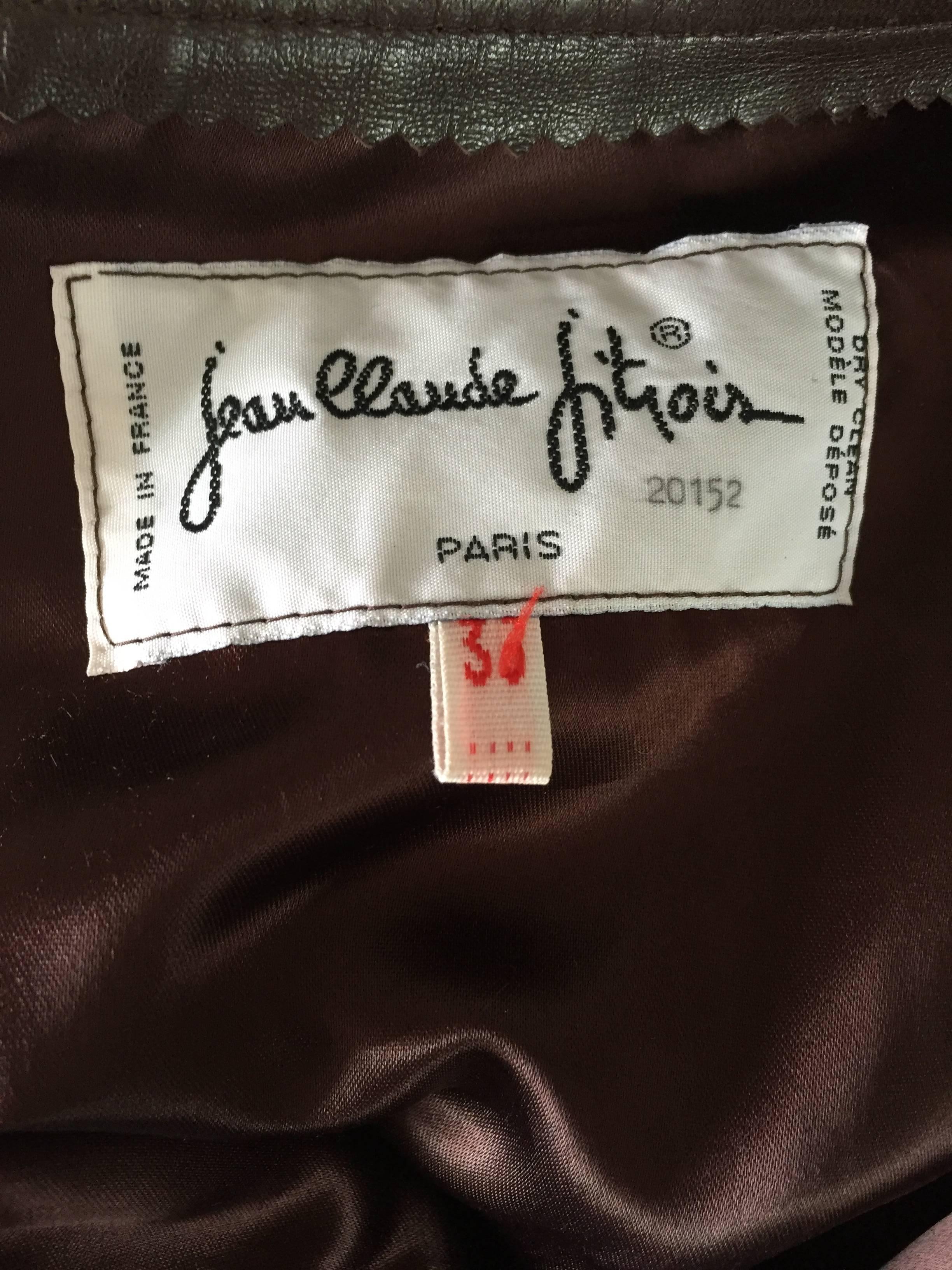 90s Jean Claude Jitrois Vintage Chocolate Brown Leather Sexy BodyCon Mini Skirt  For Sale 2