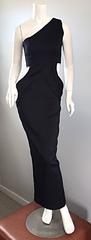 Black Vintage One Shoulder Cutout BodyCon Grecian Dress, 1990s