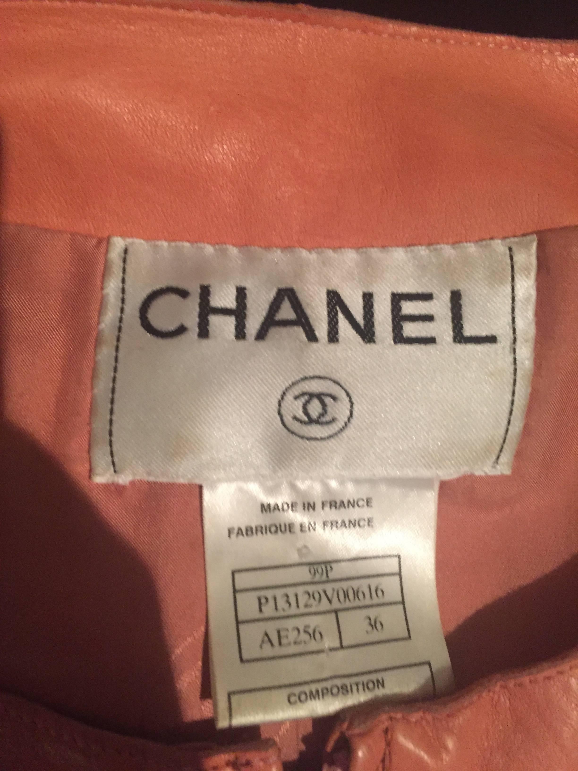Chanel Pink Leather Jacket Spring Summer 1999 Rare Vintage Runway Piece  4