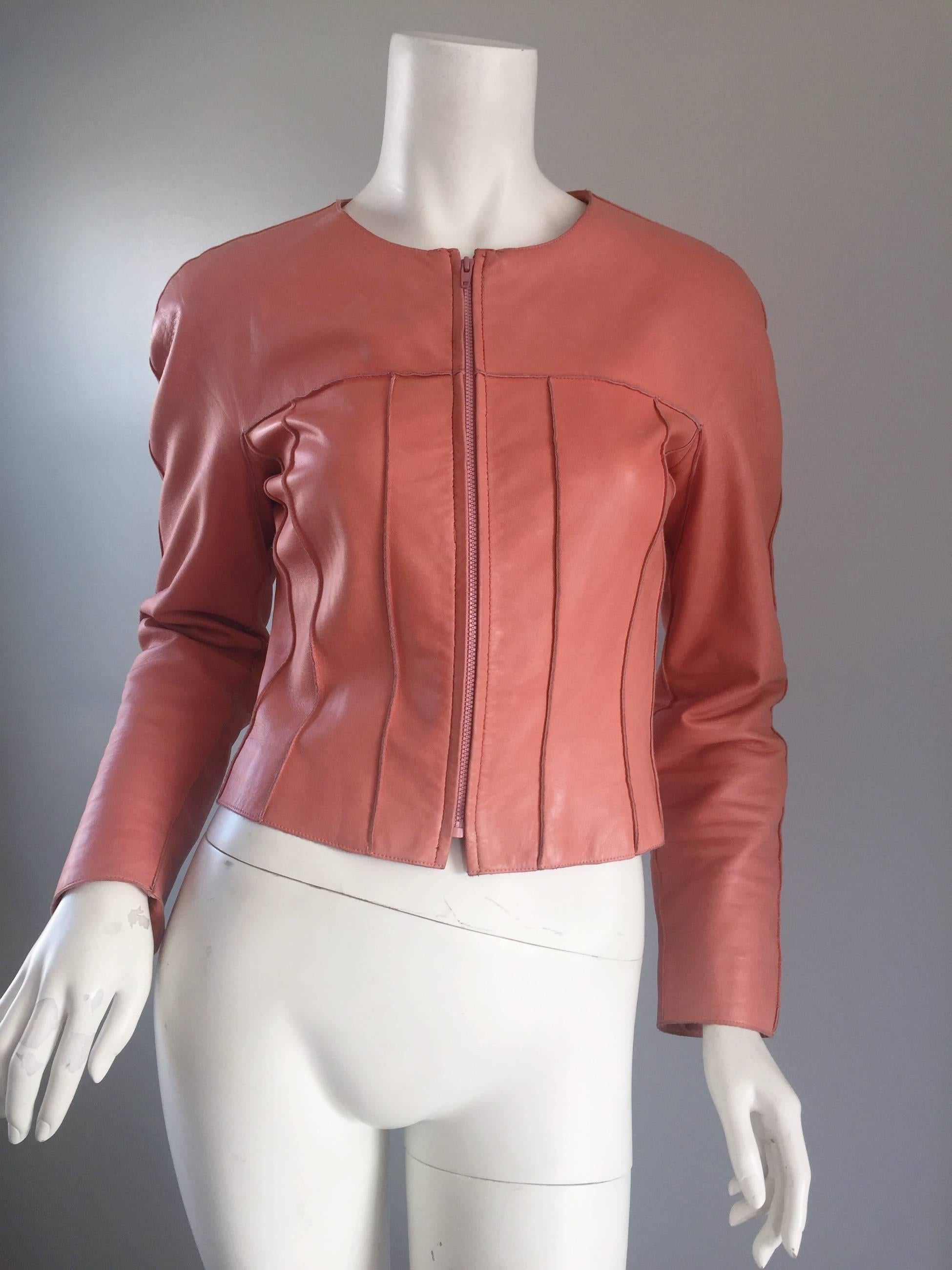 vintage pink leather jacket