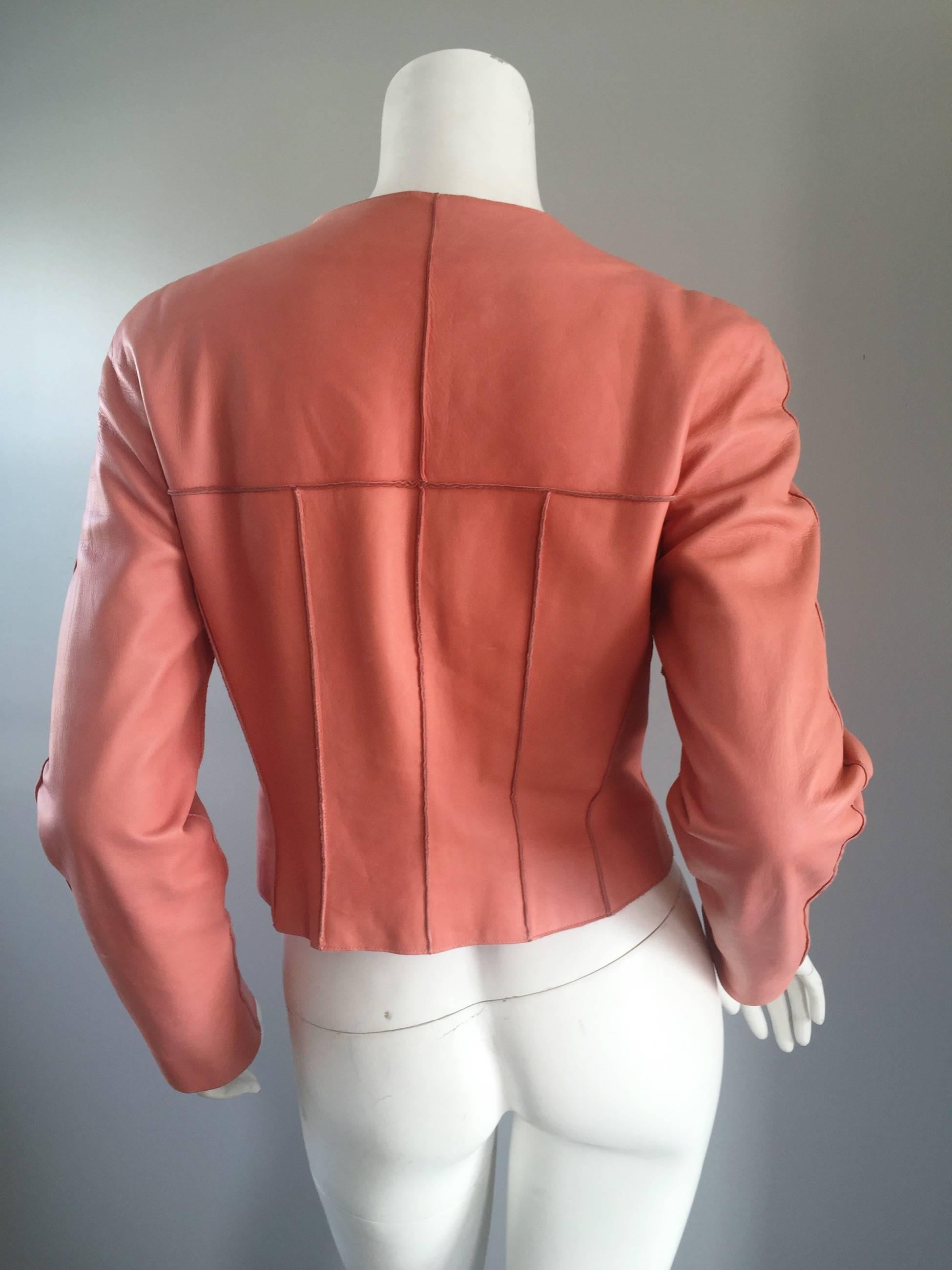 Chanel Pink Leather Jacket Spring Summer 1999 Rare Vintage Runway Piece  1