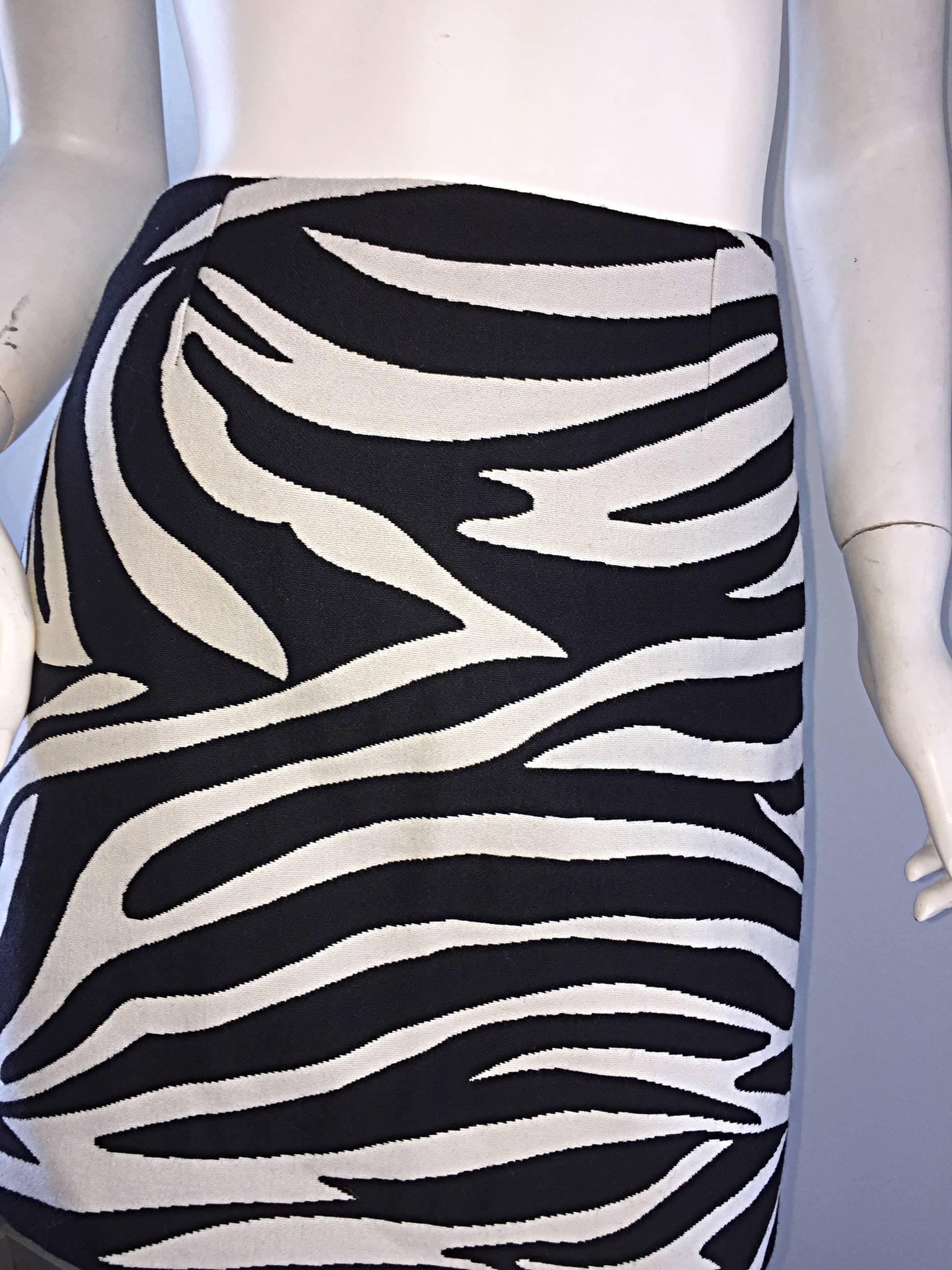 Brand New Celine by Phoebe Philo Black and White Zebra Print A - Line Mini Skirt In New Condition In San Diego, CA