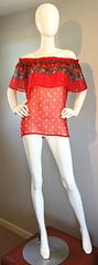 Important Vintage Yves Saint Laurent 70s Red Silk Blouse From Russian Collection