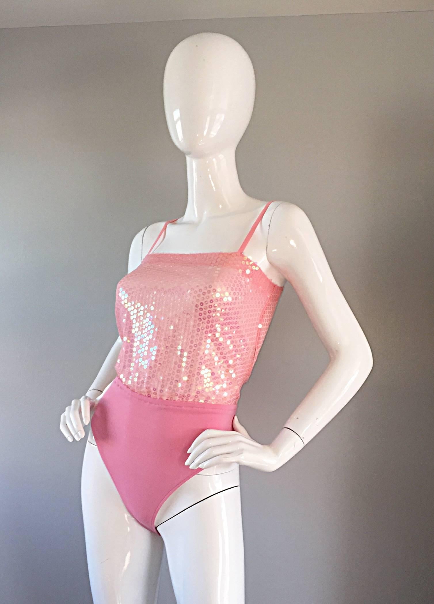 pink sequin bodysuit
