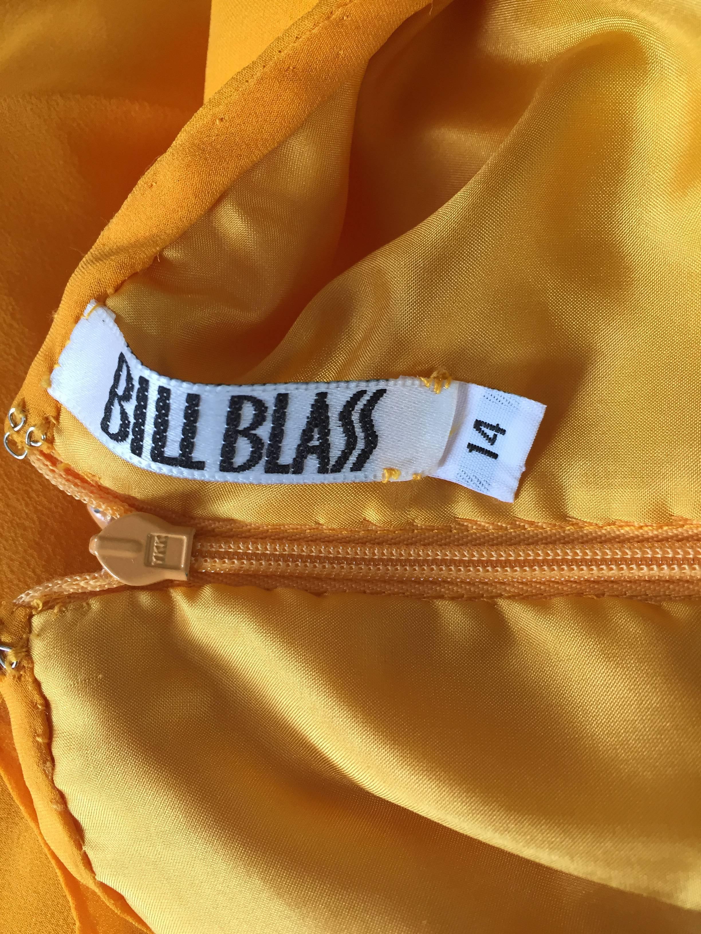 Sensational Vintage Bill Blass Marigold Yellow Silk Chiffon Gown / Dress Size 14 5