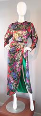 Vintage Oscar de la Renta Silk Lame Beautiful Blouse + Skirt Dress Set Ensemble
