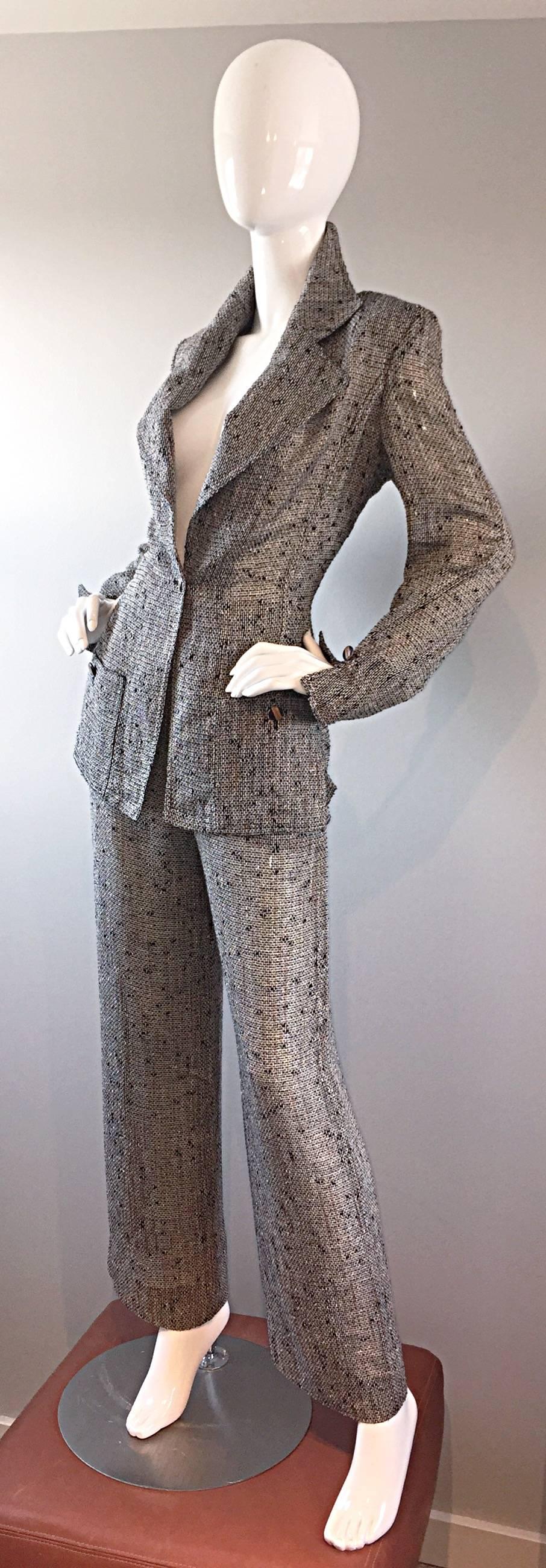 Jean - Jean-Louis Scherrer Coture numerato Vintage Gray Le Smoking Pant Suit Ensemble 3