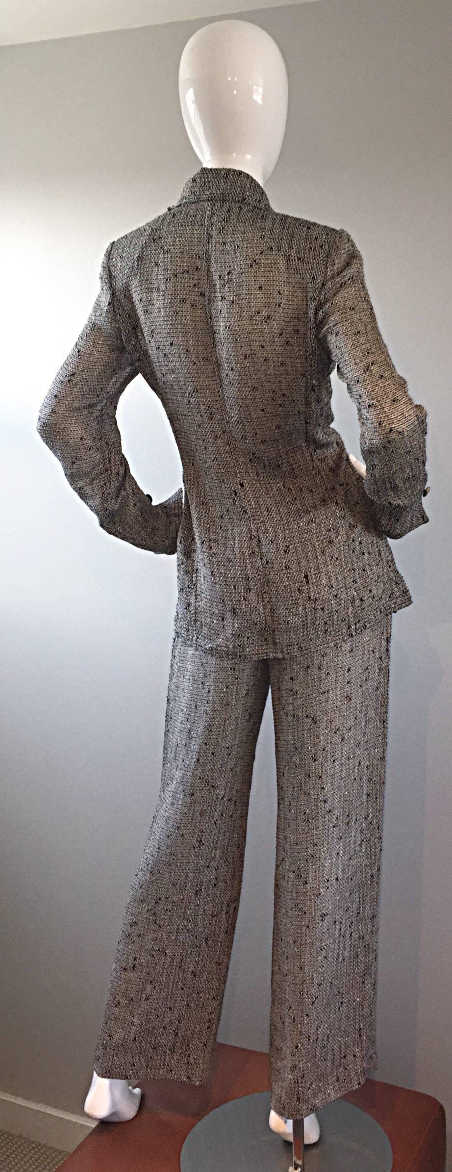 Jean - Jean-Louis Scherrer Coture numerato Vintage Gray Le Smoking Pant Suit Ensemble 4
