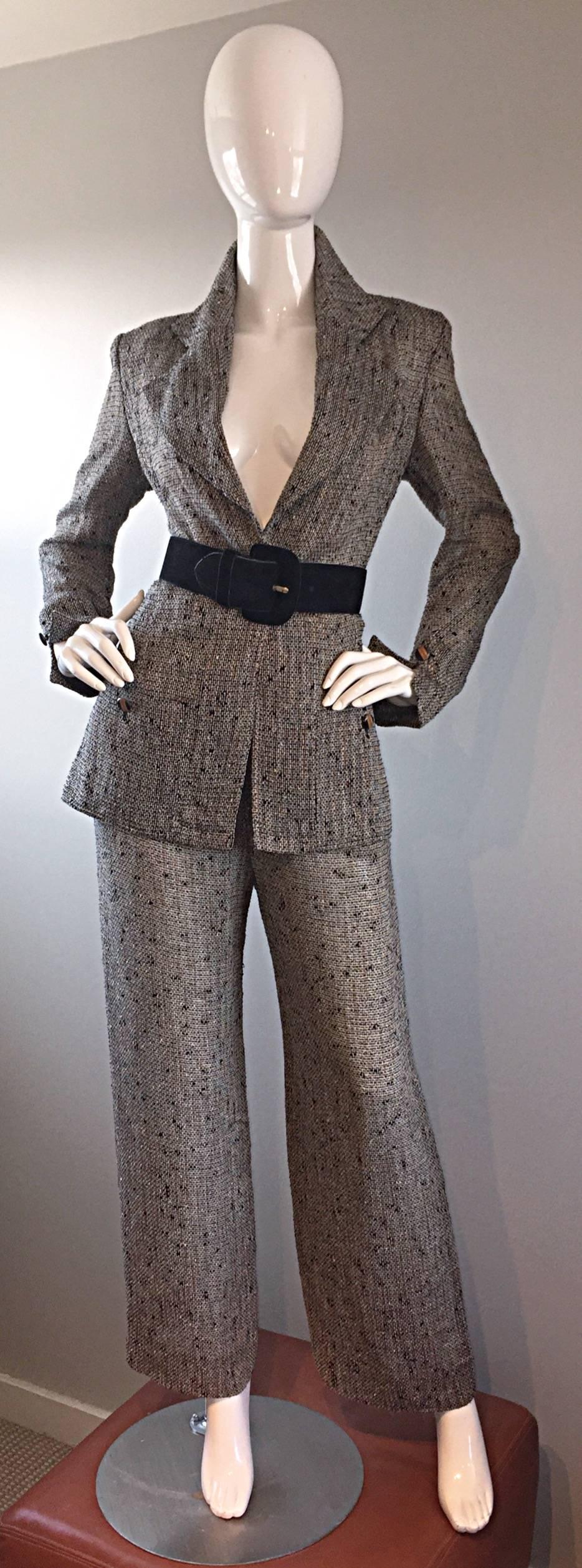 Donna Jean - Jean-Louis Scherrer Coture numerato Vintage Gray Le Smoking Pant Suit Ensemble