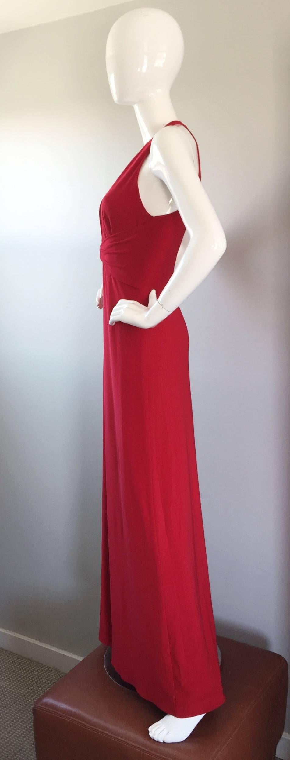 Amazing Vintage Lillie Rubin Lipstick Red Sexy ' Plunging ' Jersey Gown / Dress 2