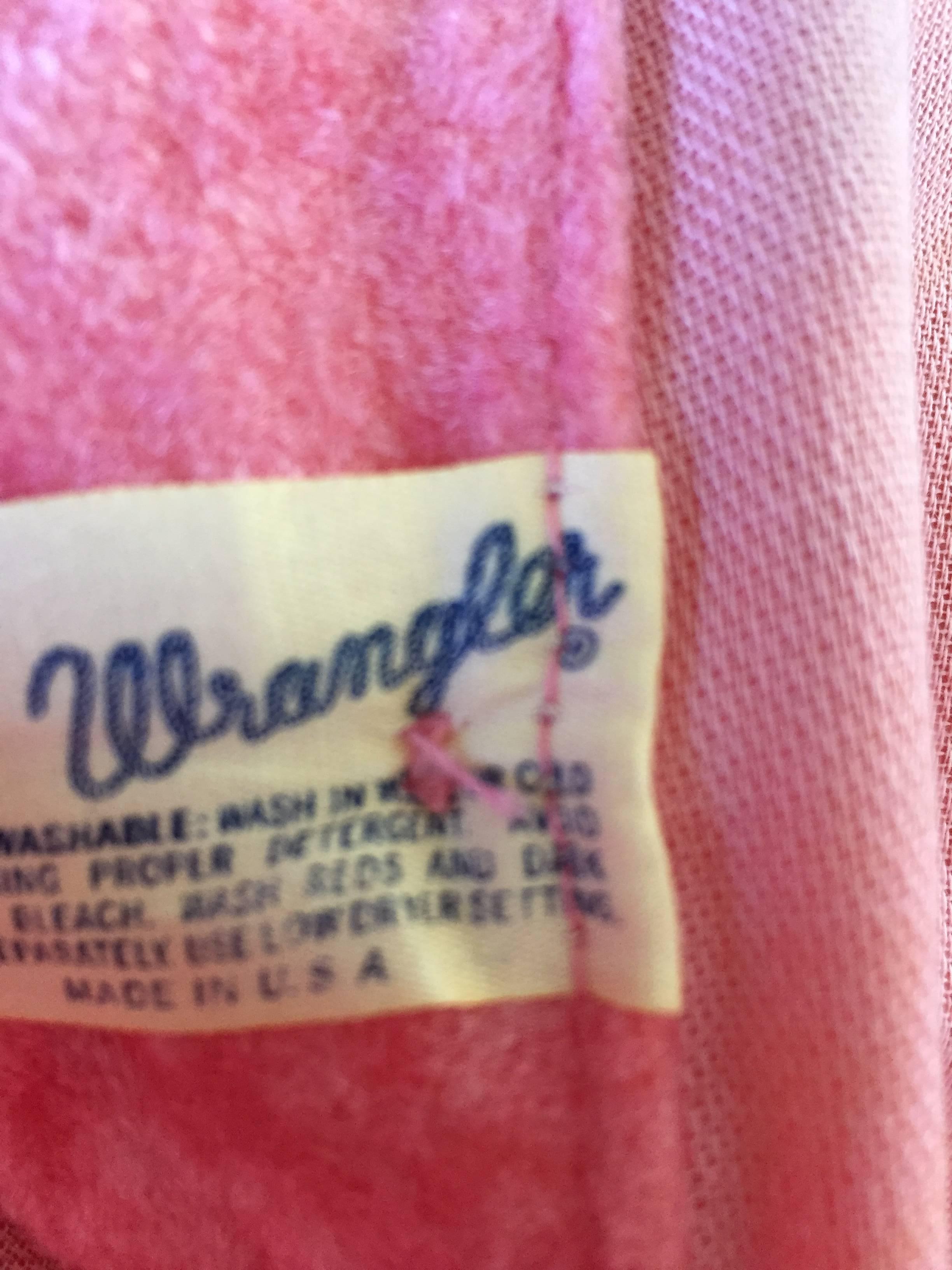Rare 1970s Wranglers Pink Velvet High Waisted Wide Leg Size 12 / 14 Bell Bottoms 4