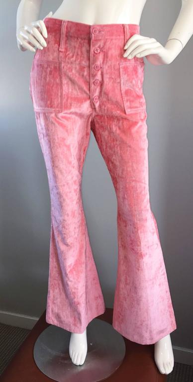 Rare 1970s Wranglers Pink Velvet High Waisted Wide Leg Size 12 / 14 ...