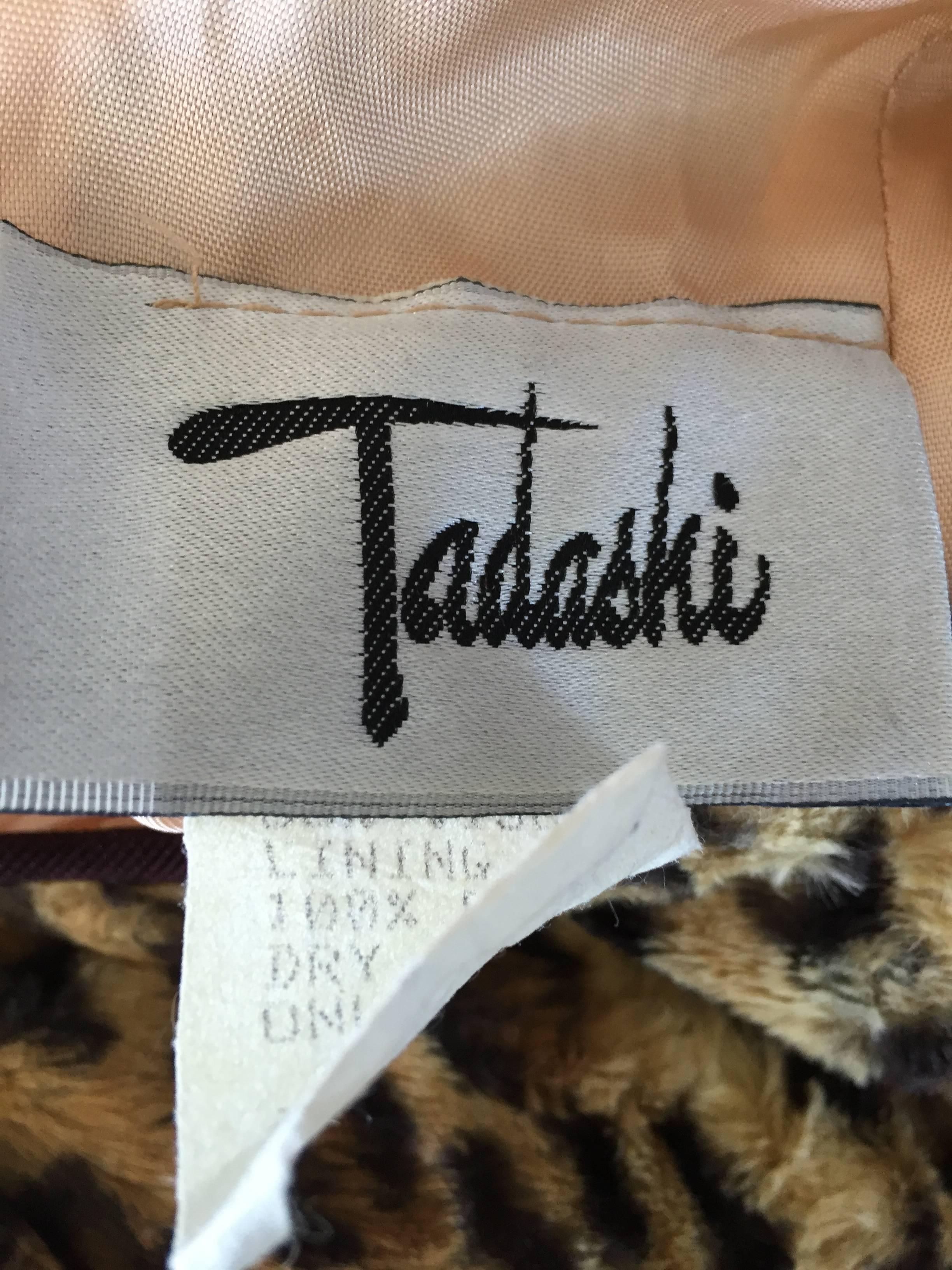 Sexy 1990s Tadashi Shoji Faux Fur Leopard BodyCon Cheetah Vintage 90s Dress 2