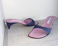 Jean Brandely 1990s - Michele Cazabat Denim Kitten Heel Slides Mules Sz 38 8