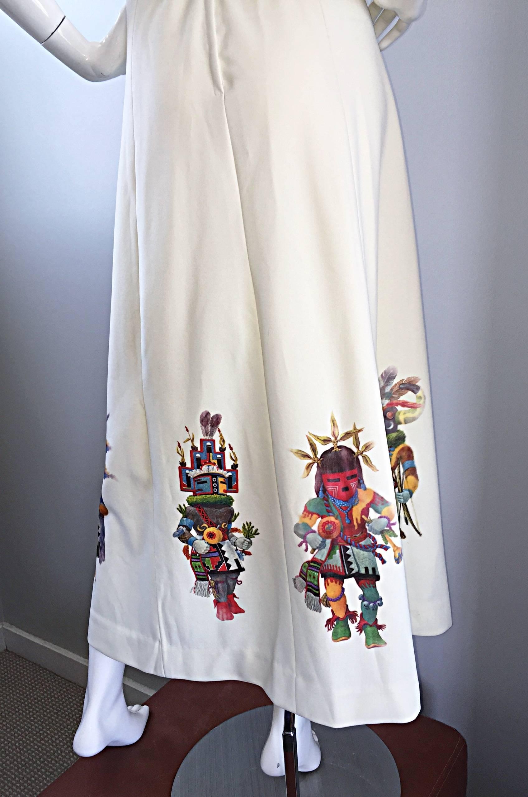 Superbe jupe longue boho des années 1970 Shaman Aztec Mayan Novelty Vintage des années 70 en vente 3