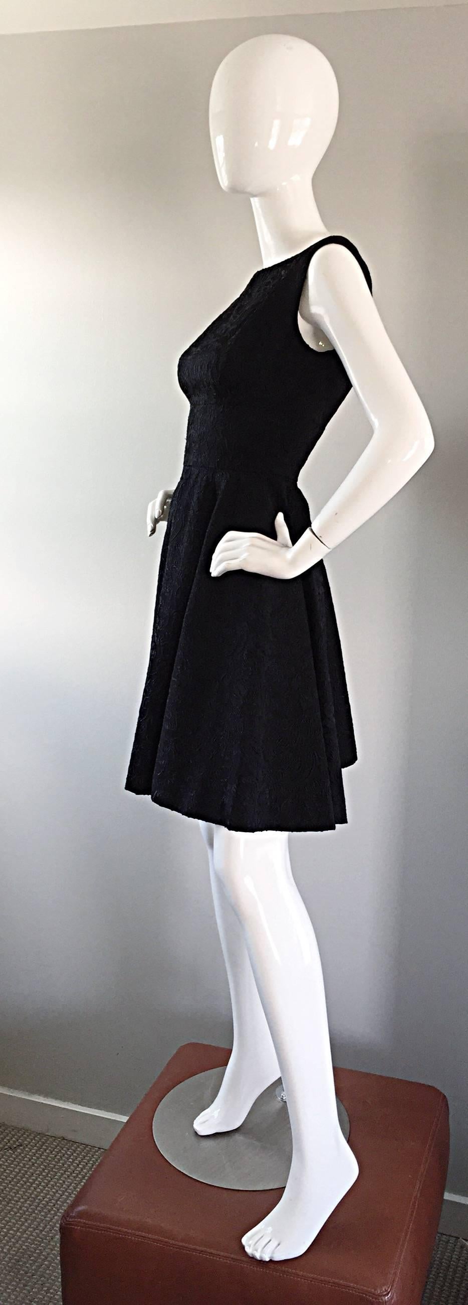 Perfect 1950s Fit & Flare Silk Embroidered 50s Vintage Little Black Dress LBD 2