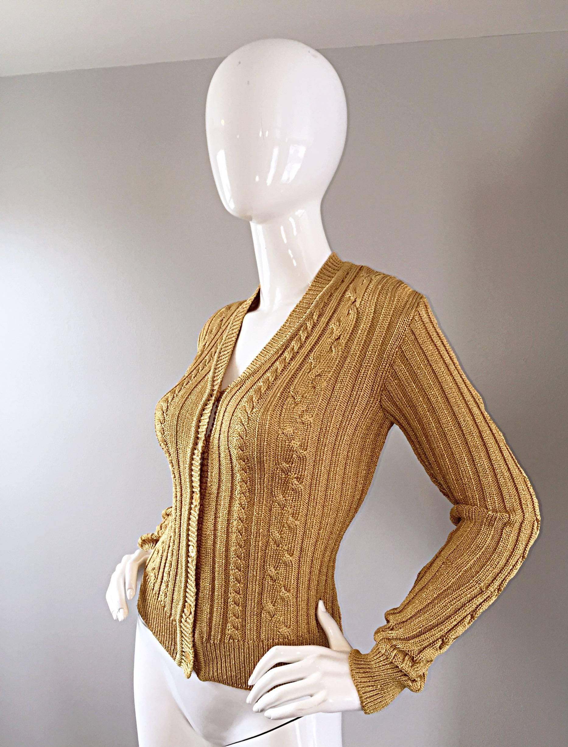 gold cardigan