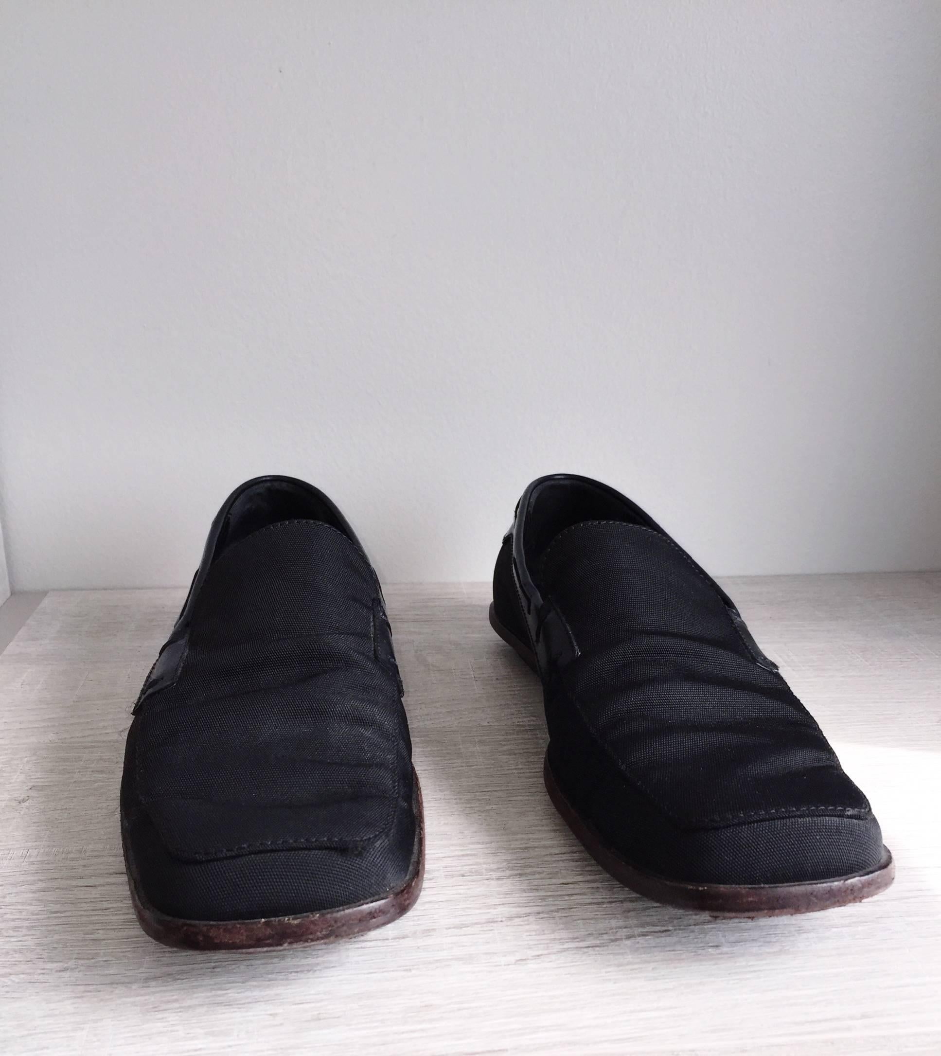Men's Gucci by Tom Ford 1990s Size 8 Black Nylon Vintage Loafers Shoes In Good Condition For Sale In San Diego, CA
